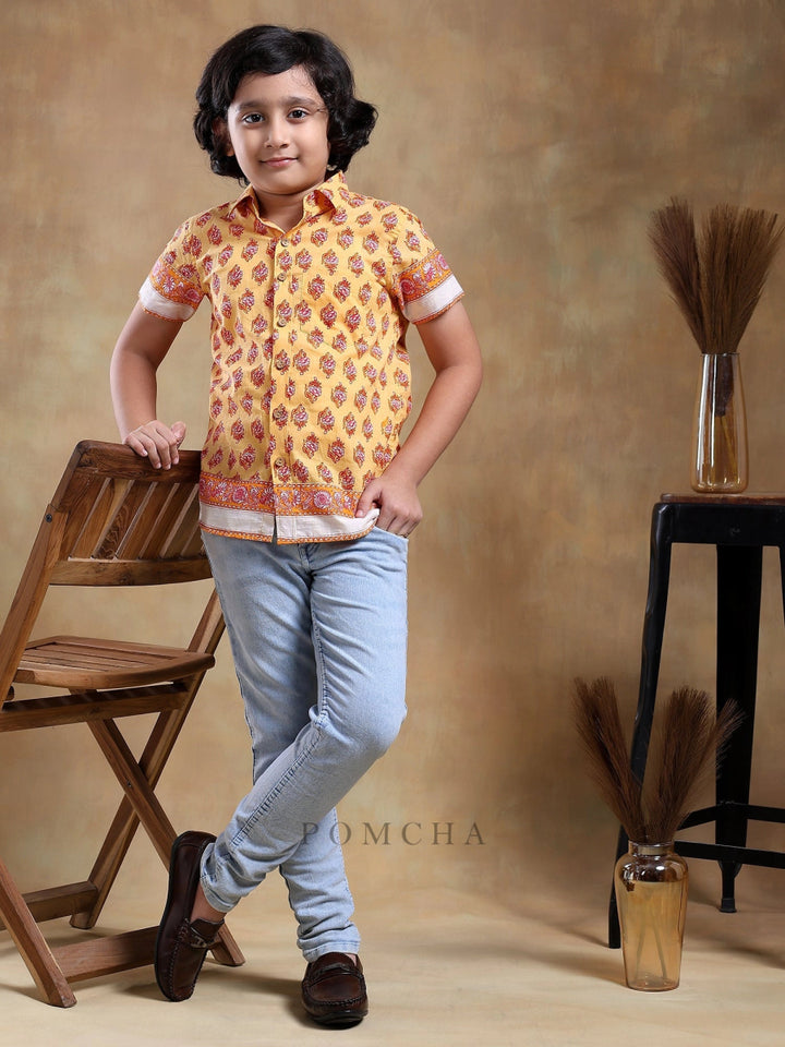 BACHPAN MOGRA COTTON HAND BLOCK SHIRT - Pomcha Jaipur