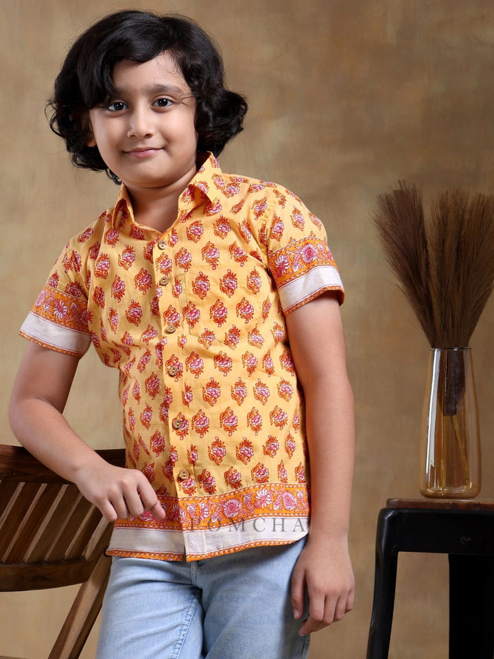 BACHPAN MOGRA COTTON HAND BLOCK SHIRT - Pomcha Jaipur