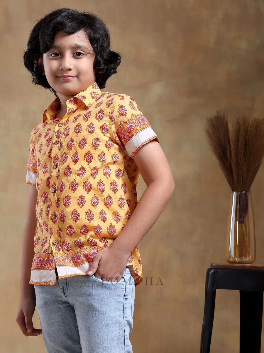 BACHPAN MOGRA COTTON HAND BLOCK SHIRT - Pomcha Jaipur
