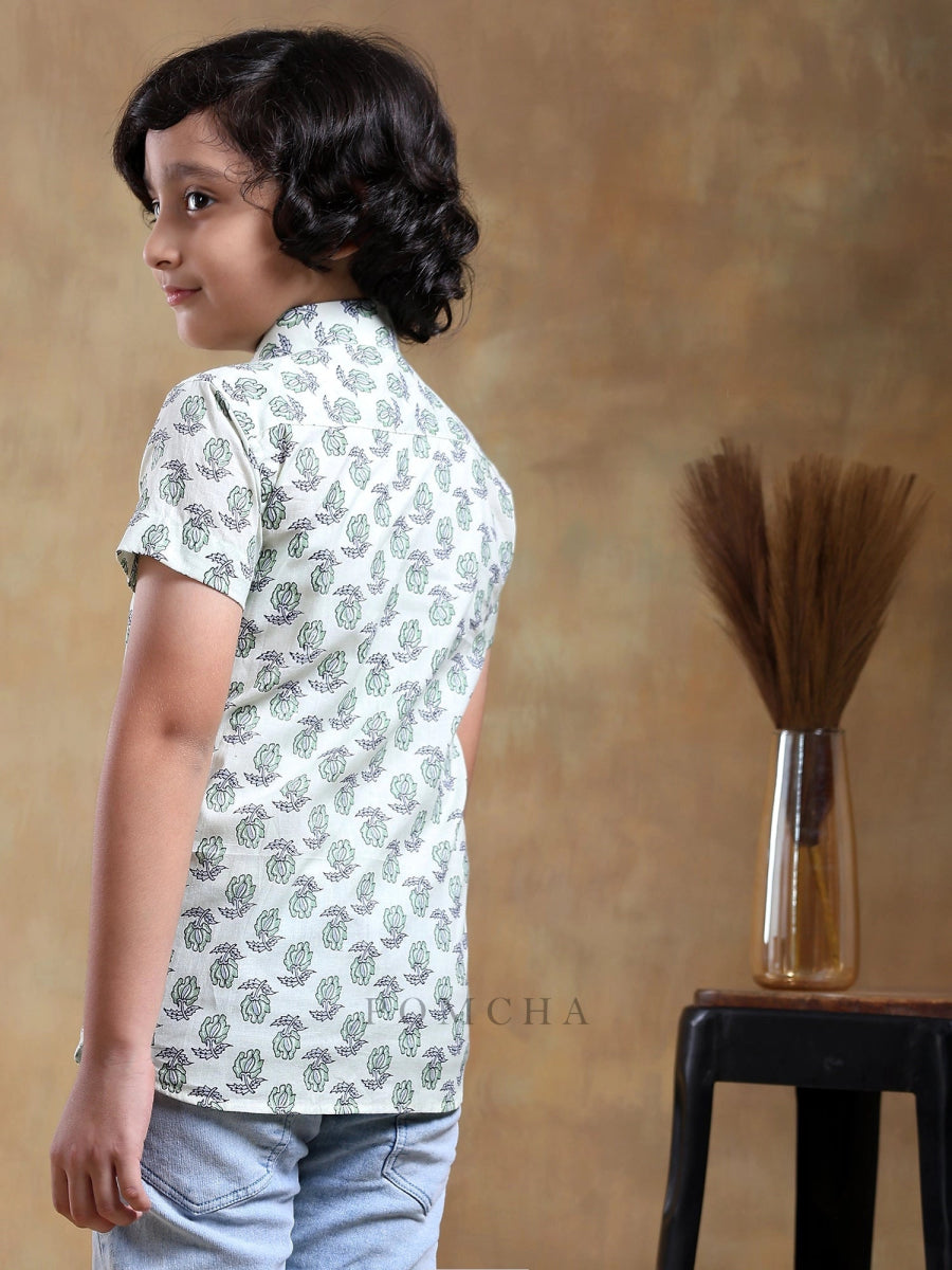 BACHPAN PARIKSHIT HAND BLOCK COTTON SHIRT - Pomcha Jaipur