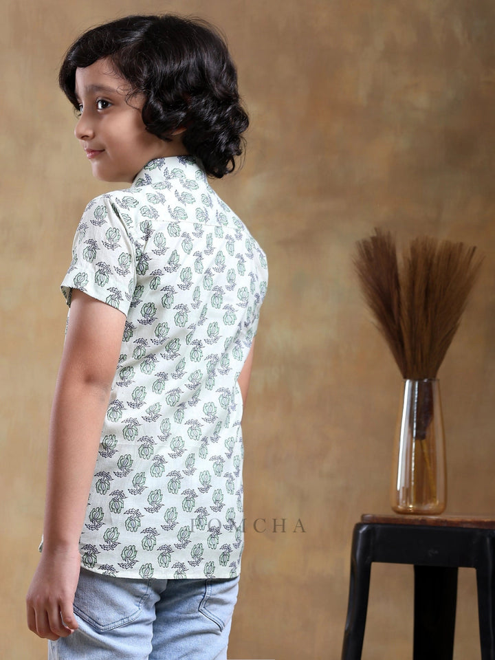 BACHPAN PARIKSHIT HAND BLOCK COTTON SHIRT - Pomcha Jaipur