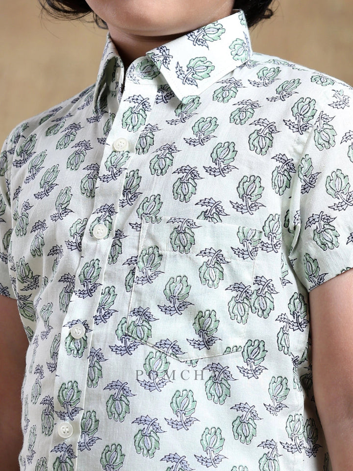 BACHPAN PARIKSHIT HAND BLOCK COTTON SHIRT - Pomcha Jaipur