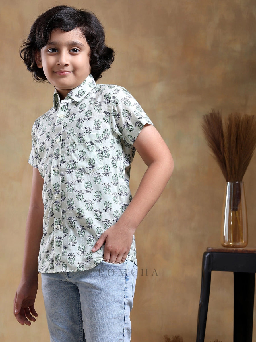 BACHPAN PARIKSHIT HAND BLOCK COTTON SHIRT - Pomcha Jaipur