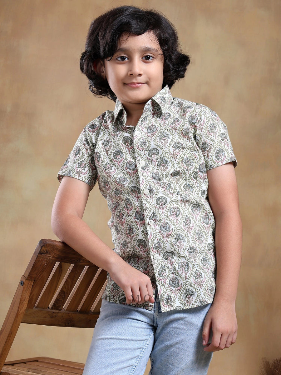 BACHPAN SUNHERA COTTON HAND BLOCK SHIRT - Pomcha Jaipur