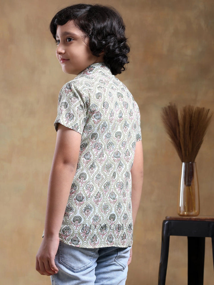 BACHPAN SUNHERA COTTON HAND BLOCK SHIRT - Pomcha Jaipur