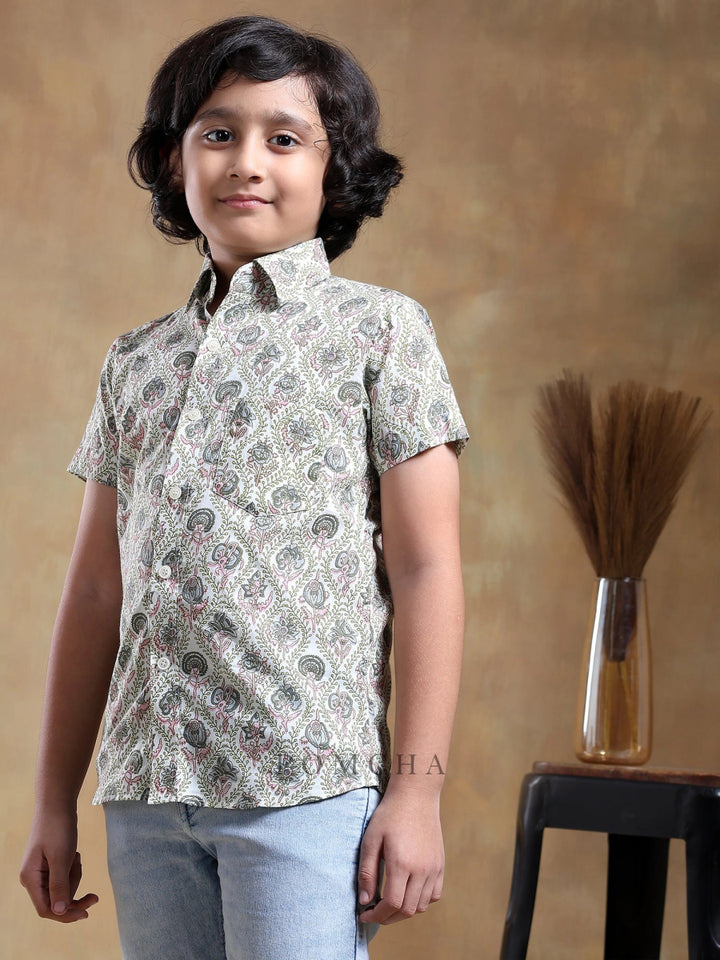 BACHPAN SUNHERA COTTON HAND BLOCK SHIRT - Pomcha Jaipur