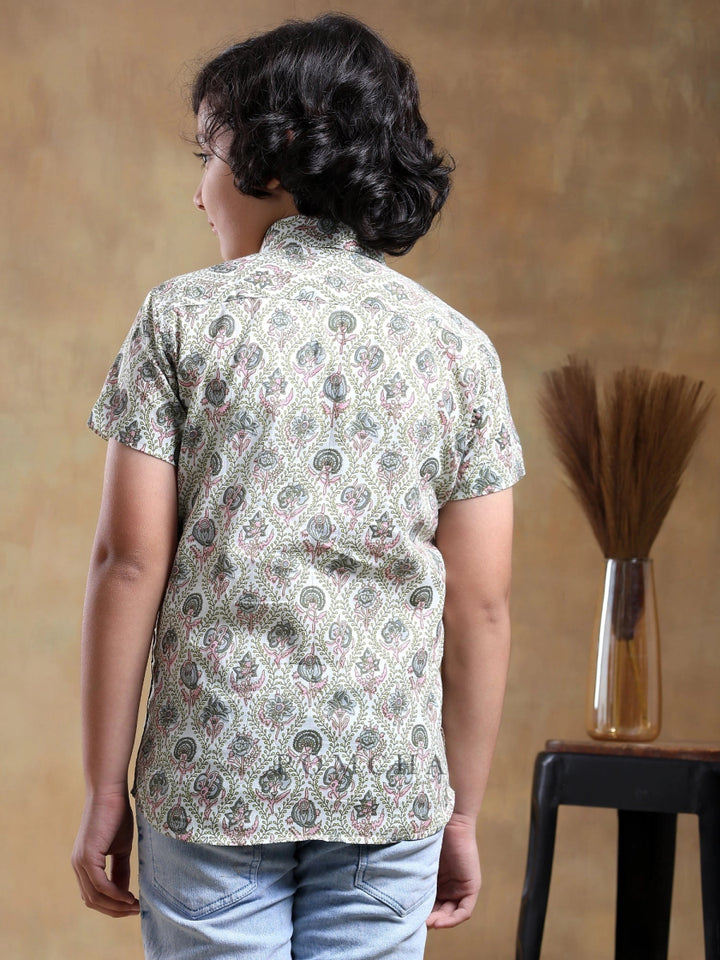 BACHPAN SUNHERA COTTON HAND BLOCK SHIRT - Pomcha Jaipur