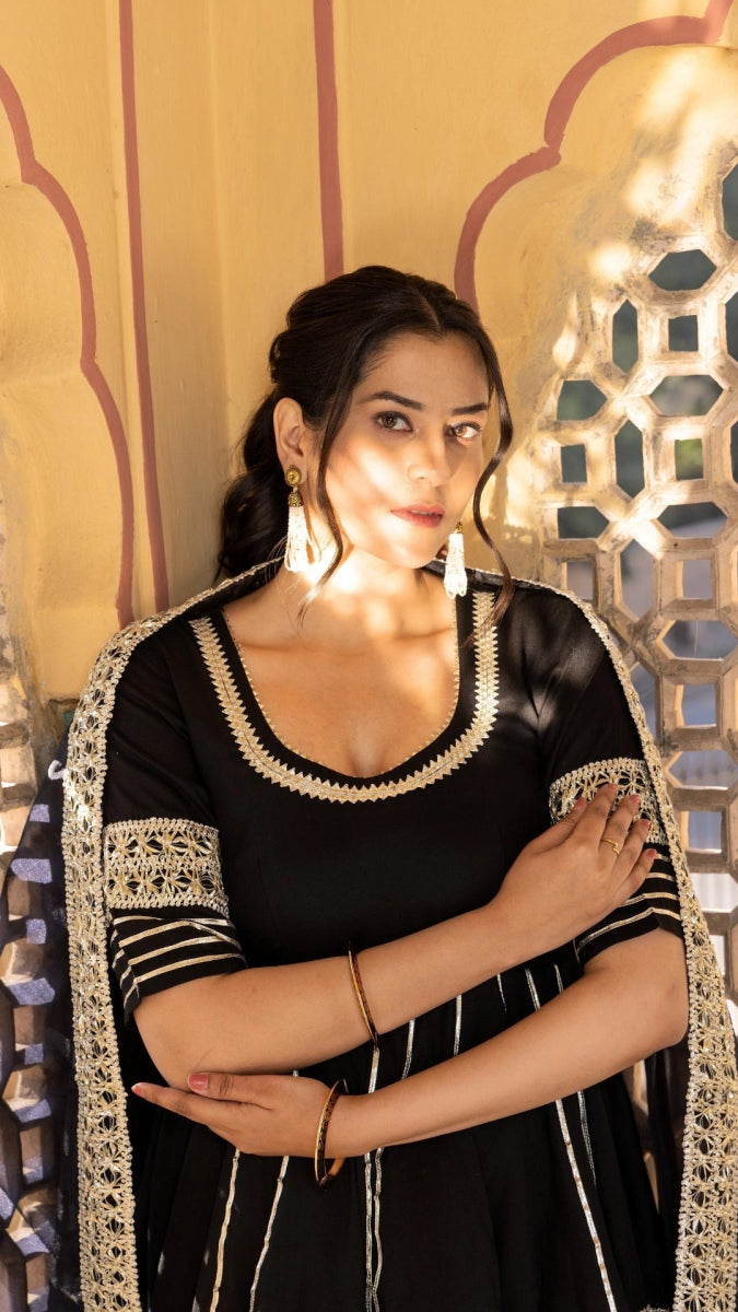 BLACK BEAUTY COTTON SHARARA SET - Pomcha Jaipur