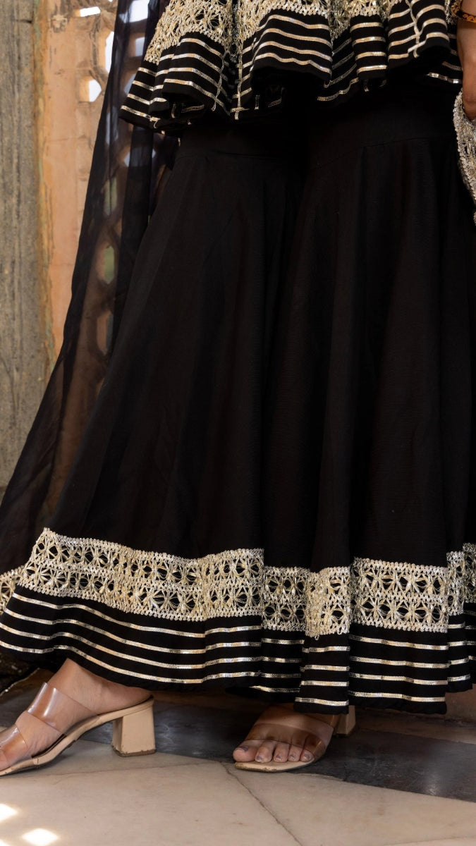 BLACK BEAUTY COTTON SHARARA SET - Pomcha Jaipur
