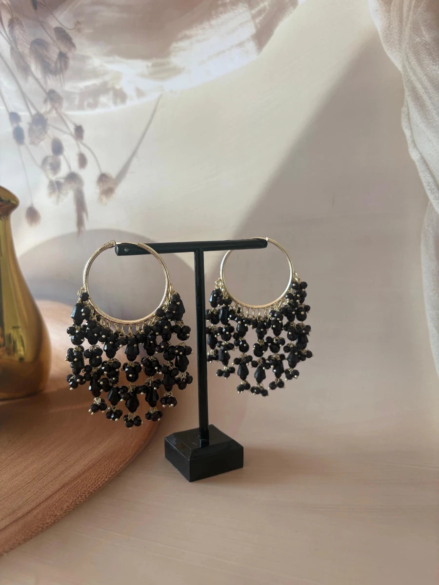 BLACK PEARL DROP JHUMKA SET - Pomcha Jaipur
