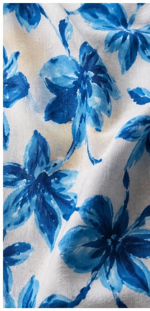 BLUE BLOSSOM COTTON FABRIC - Pomcha Jaipur