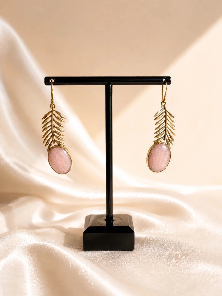 BLUSH LEAF DROP EARRINGS - Pomcha Jaipur