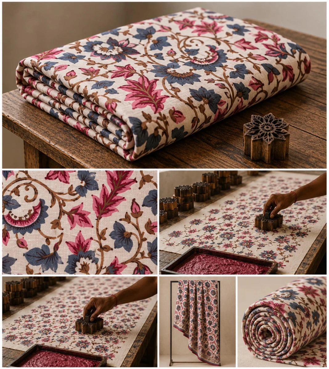 BOTANICAL BLOOM COTTON FABRIC - Pomcha Jaipur