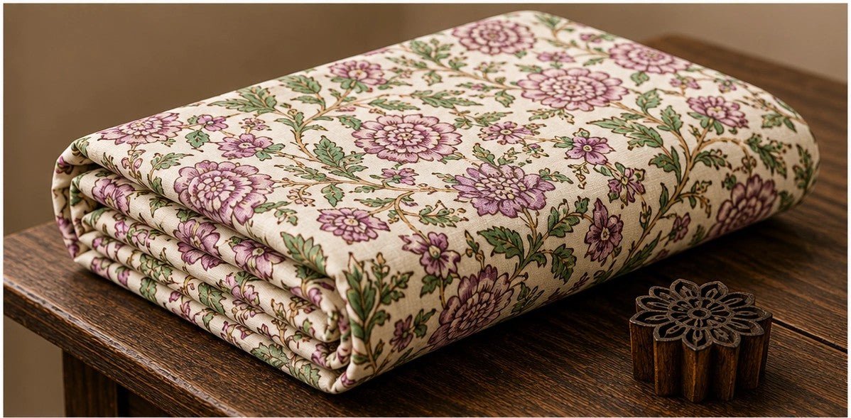 BOTANICAL GARDEN PRINT COTTON FABRIC - Pomcha Jaipur