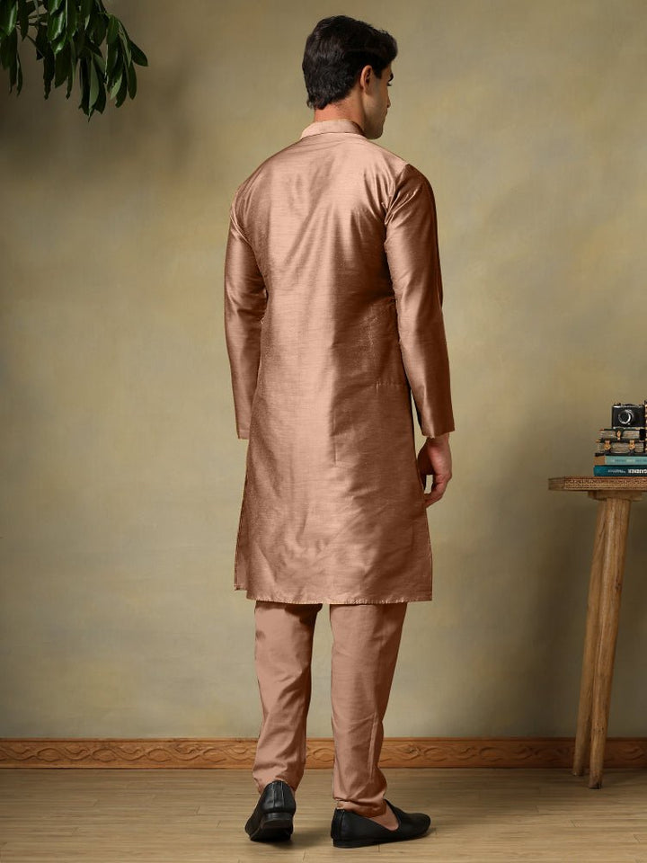 CHAAP MEN'S BROWN COTTON SILK KURTA SET - Pomcha Jaipur