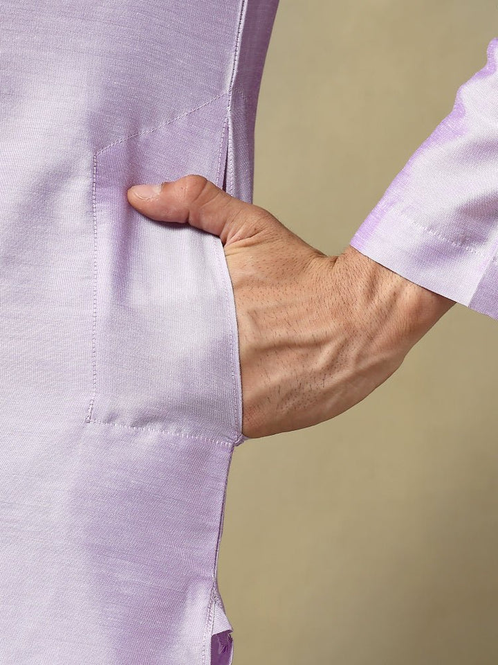 CHAAP MEN'S LILAC COTTON SILK KURTA SET - Pomcha Jaipur
