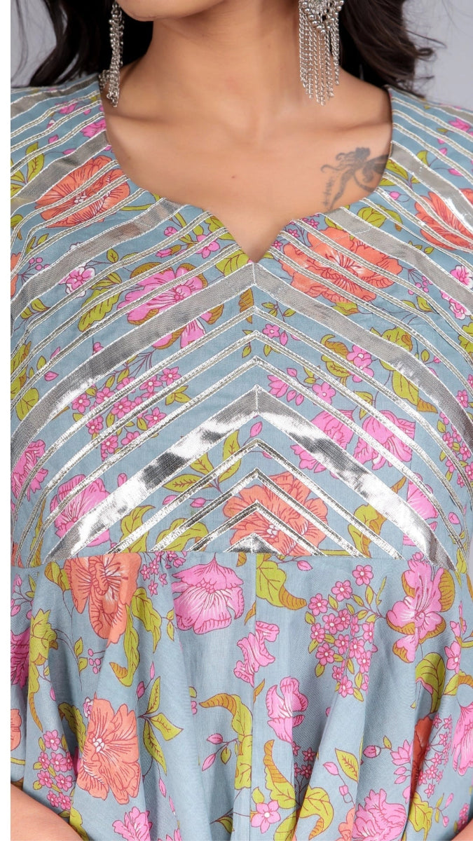 CHAAVI POWDER BLUE COTTON SHARARA SET - Pomcha Jaipur