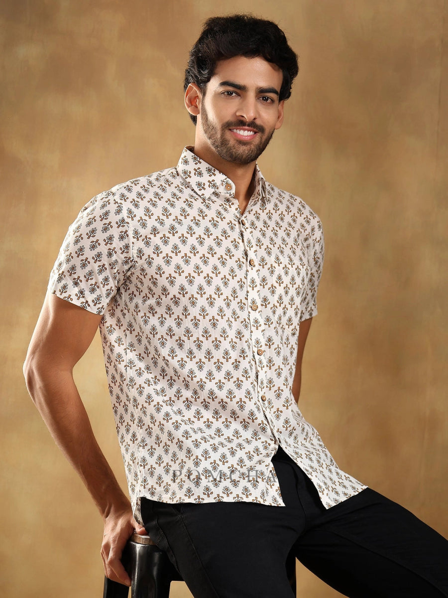 CHANDAN COTTON HAND BLOCK SHIRT - Pomcha Jaipur