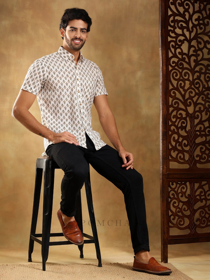 CHANDAN COTTON HAND BLOCK SHIRT - Pomcha Jaipur
