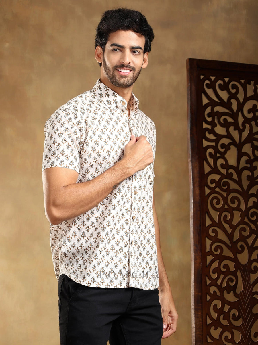 CHANDAN COTTON HAND BLOCK SHIRT - Pomcha Jaipur