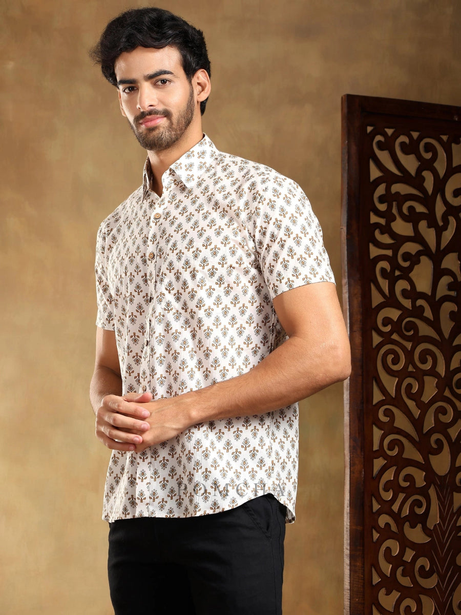 CHANDAN COTTON HAND BLOCK SHIRT - Pomcha Jaipur
