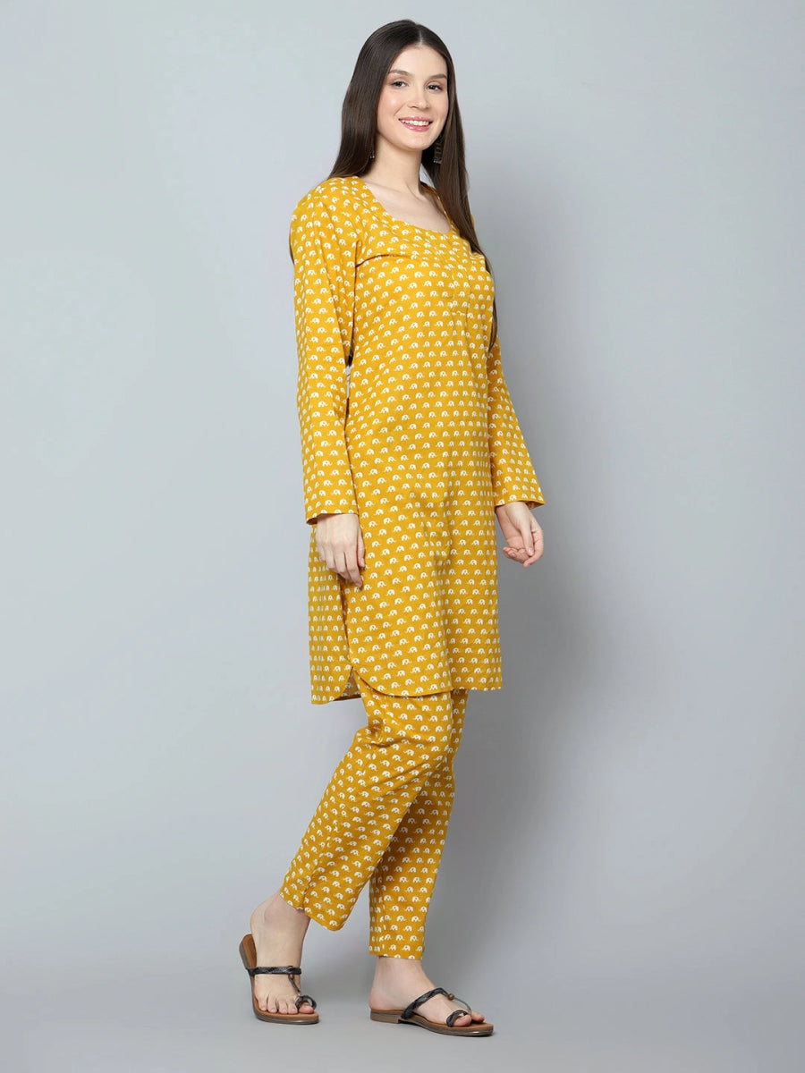 CHANDINI COTTON HAND BLOCK KURTA PANT SET - Pomcha Jaipur