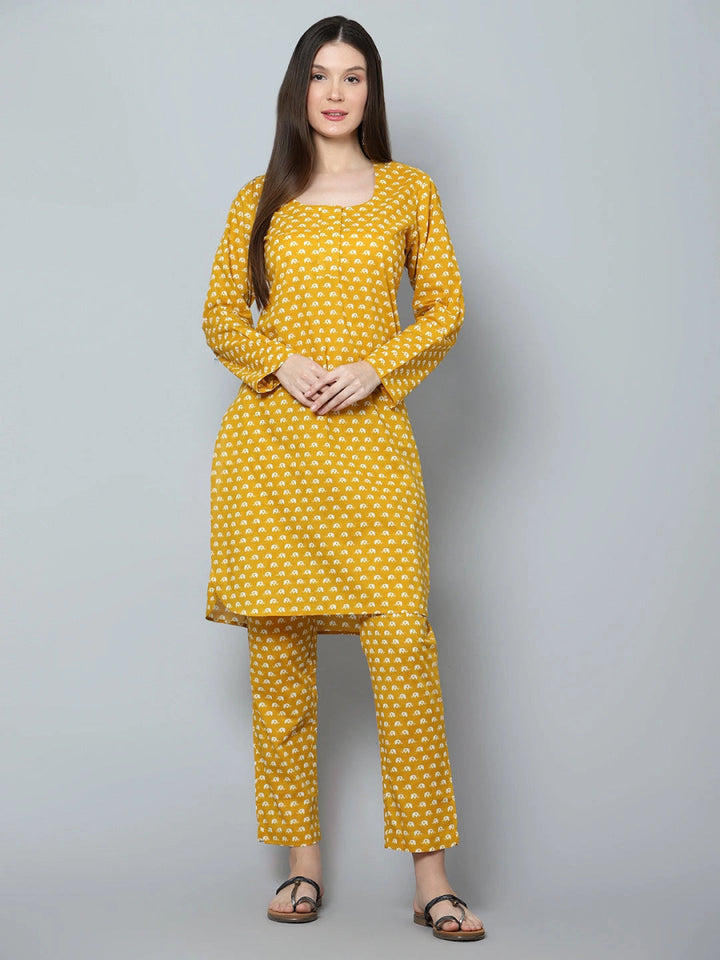 CHANDINI COTTON HAND BLOCK KURTA PANT SET - Pomcha Jaipur