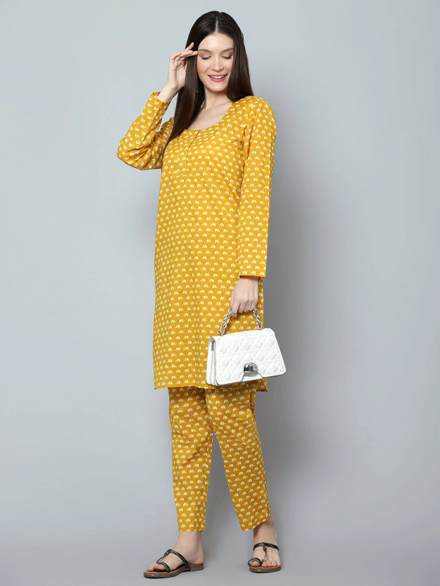 CHANDINI COTTON HAND BLOCK KURTA PANT SET - Pomcha Jaipur