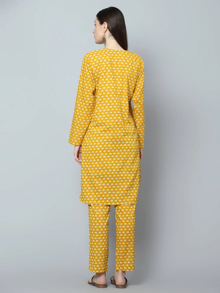 CHANDINI COTTON HAND BLOCK KURTA PANT SET - Pomcha Jaipur