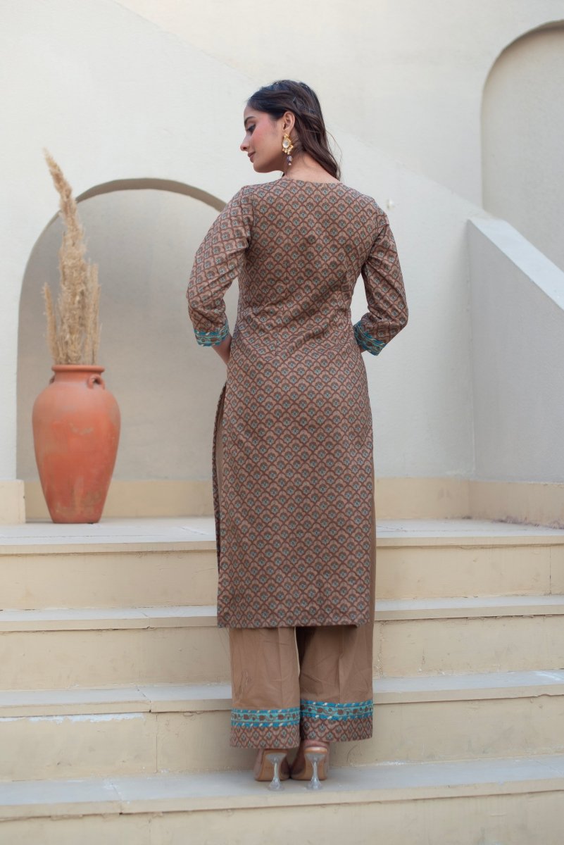 CHHIPA BAZAR SITA COTTON HAND BLOCK SUIT SET WITH COTTON DUPATTA - Pomcha Jaipur