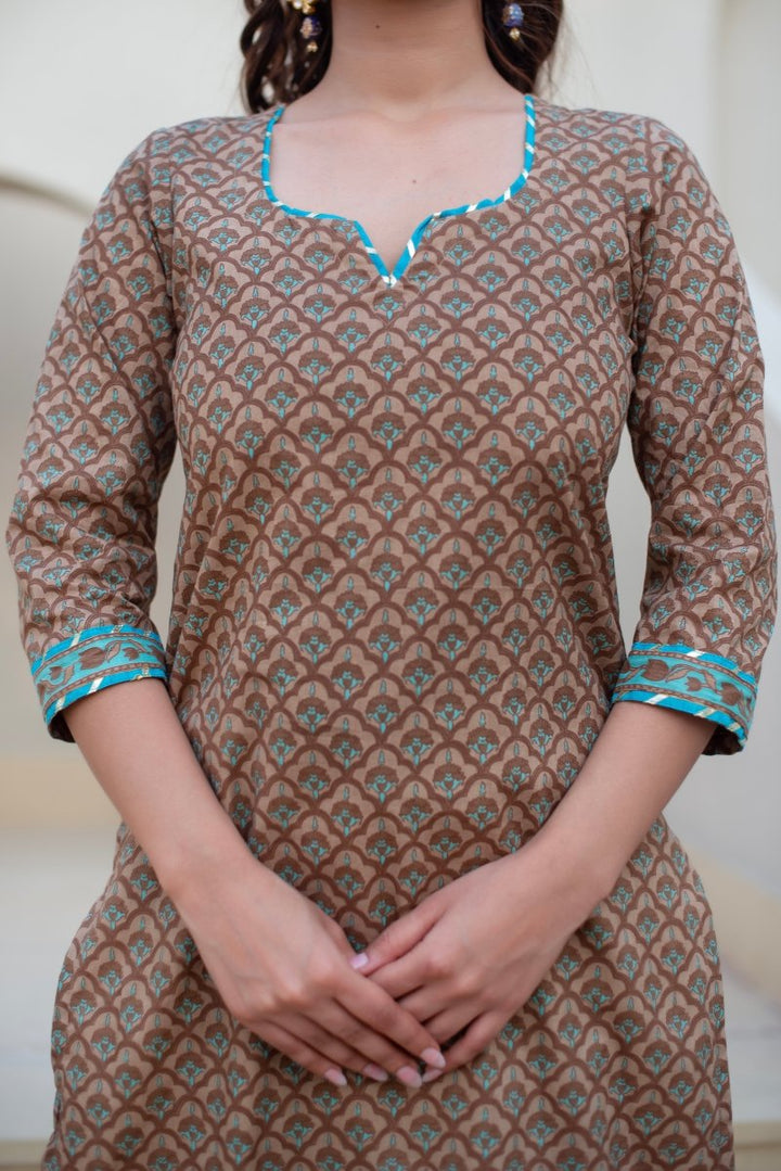 CHHIPA BAZAR SITA COTTON HAND BLOCK SUIT SET WITH COTTON DUPATTA - Pomcha Jaipur