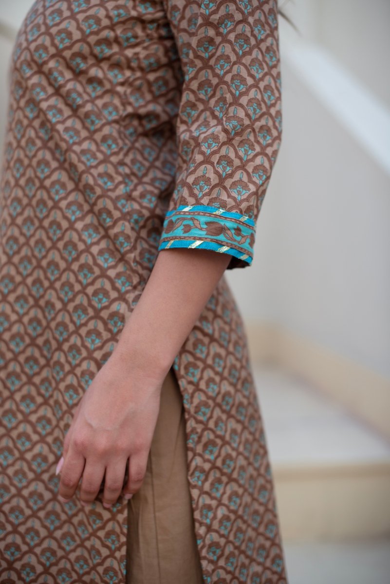 CHHIPA BAZAR SITA COTTON HAND BLOCK SUIT SET WITH COTTON DUPATTA - Pomcha Jaipur