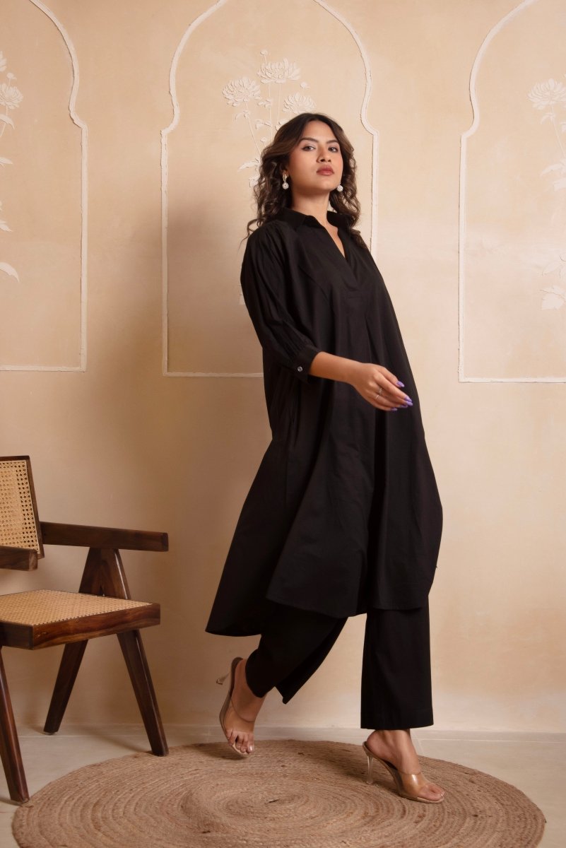 DHOOP CHAAV AISHA BLACK COTTON CO - ORD SET - Pomcha Jaipur