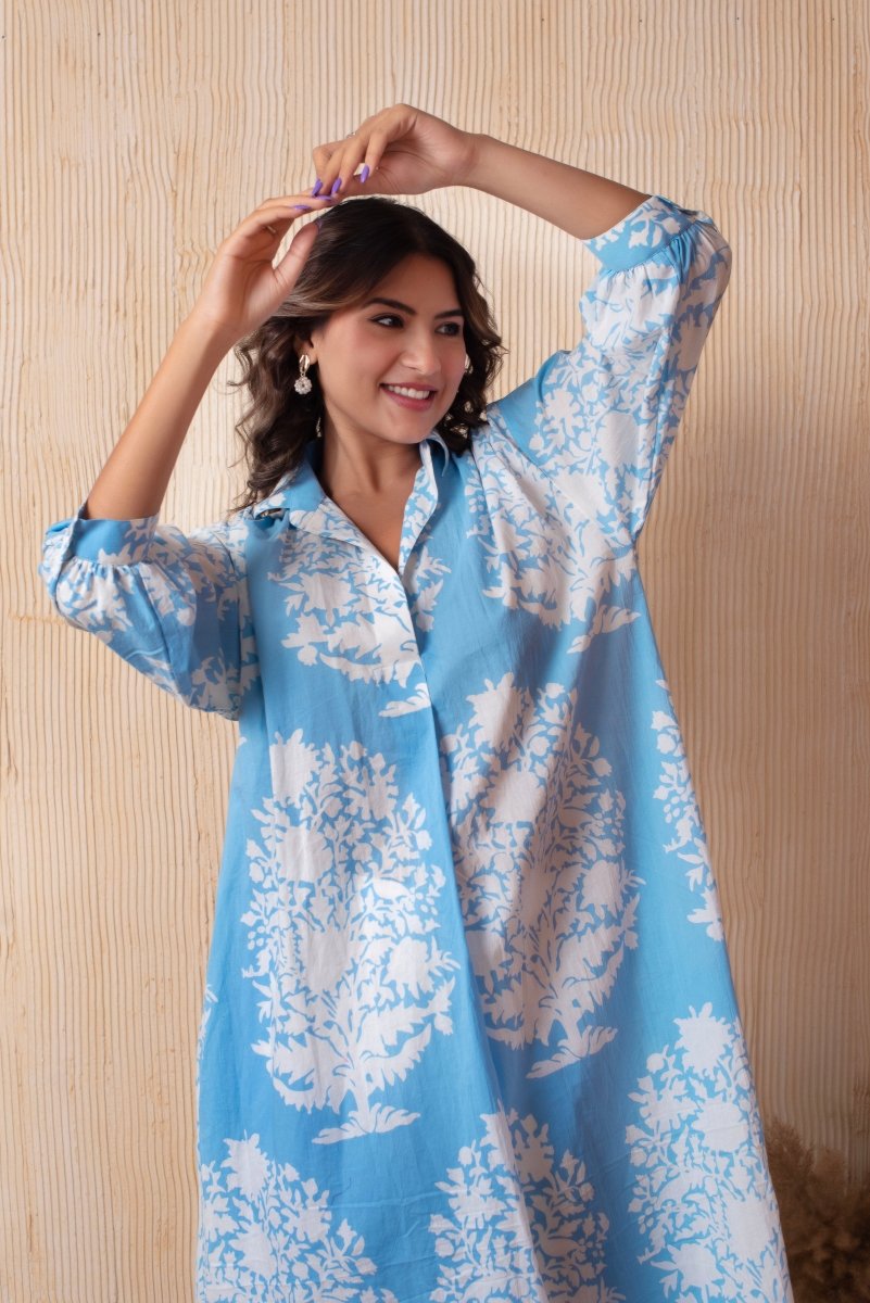 DHOOP CHAAV AISHA WHITE HAND BLOCK COTTON CO - ORD SET - Pomcha Jaipur
