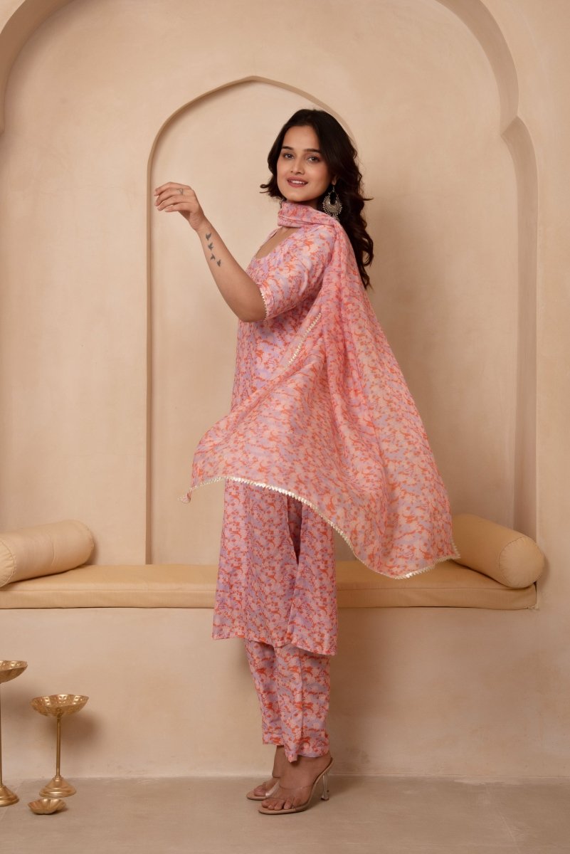 DHOOP CHAAV ASMI MUSLIN STRAIGHT SUIT SET WITH ORGANZA DUPATTA - Pomcha Jaipur