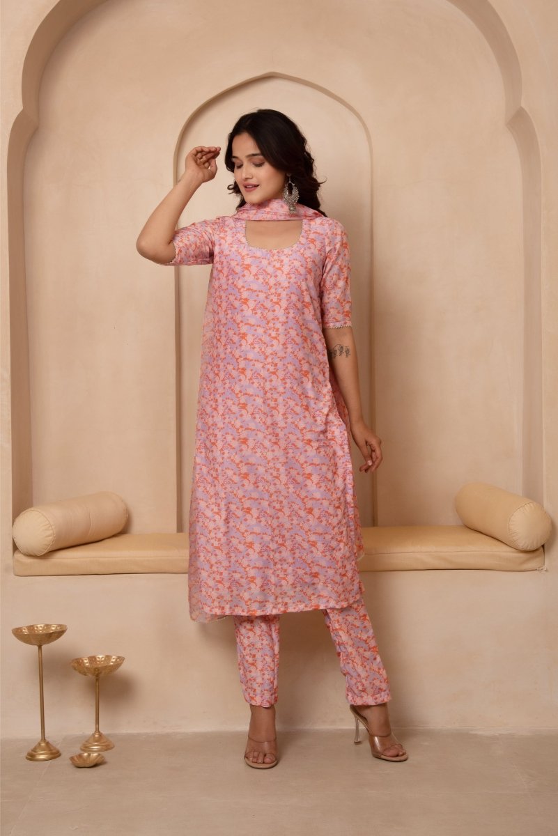 DHOOP CHAAV ASMI MUSLIN STRAIGHT SUIT SET WITH ORGANZA DUPATTA - Pomcha Jaipur