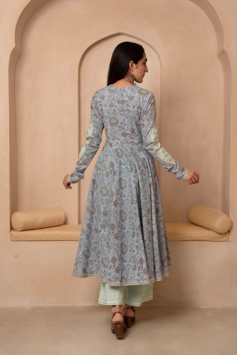 DHOOP CHAAV MALA COTTON ANGRAKHA SET WITH COTTON DUPATTA - Pomcha Jaipur