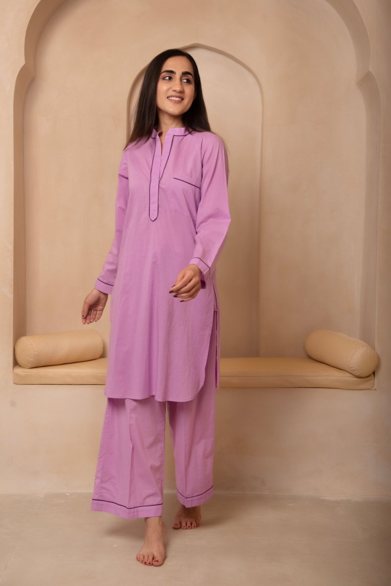 DHOOP CHAAV ORCHID PURPLE COTTON CO - ORD SET - Pomcha Jaipur