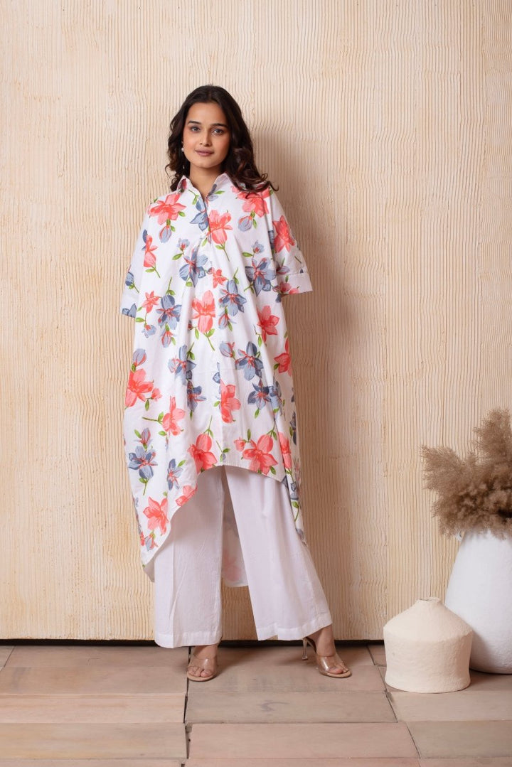 DHOOP CHAAV RAHA WHITE COTTON PRINTED CO - ORD SET - Pomcha Jaipur