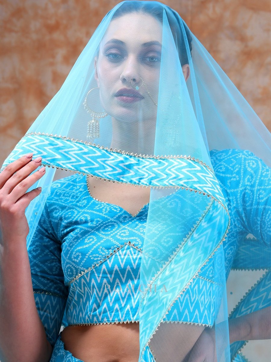 DIL KASH BRIGHT BLUE LEHENGA SET - Pomcha Jaipur