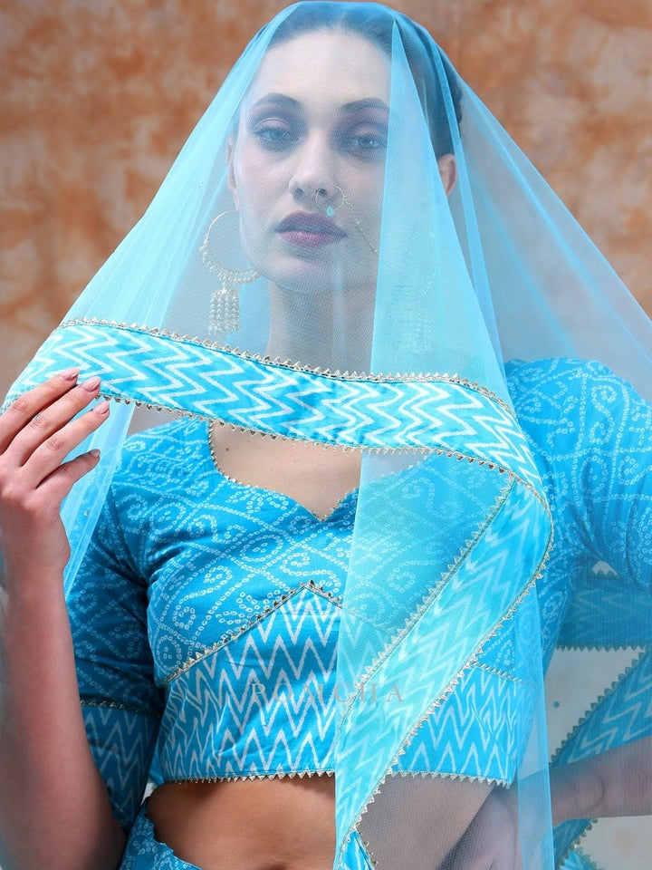 DIL KASH BRIGHT BLUE LEHENGA SET - Pomcha Jaipur