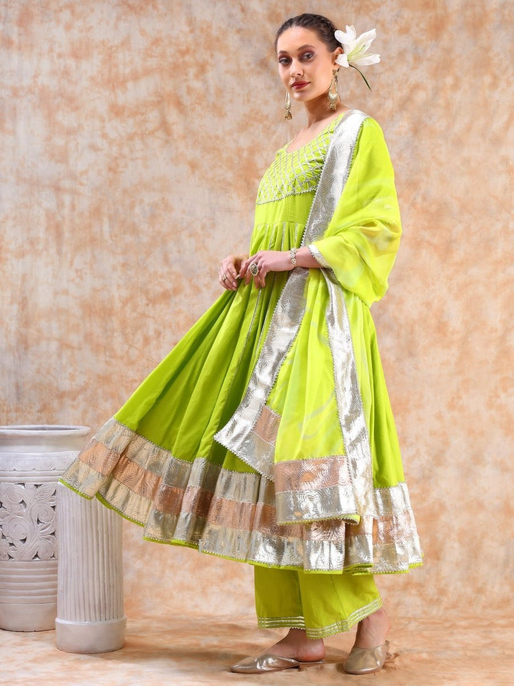 DIL KASH BRIGHT GREEN ANARKALI - Pomcha Jaipur