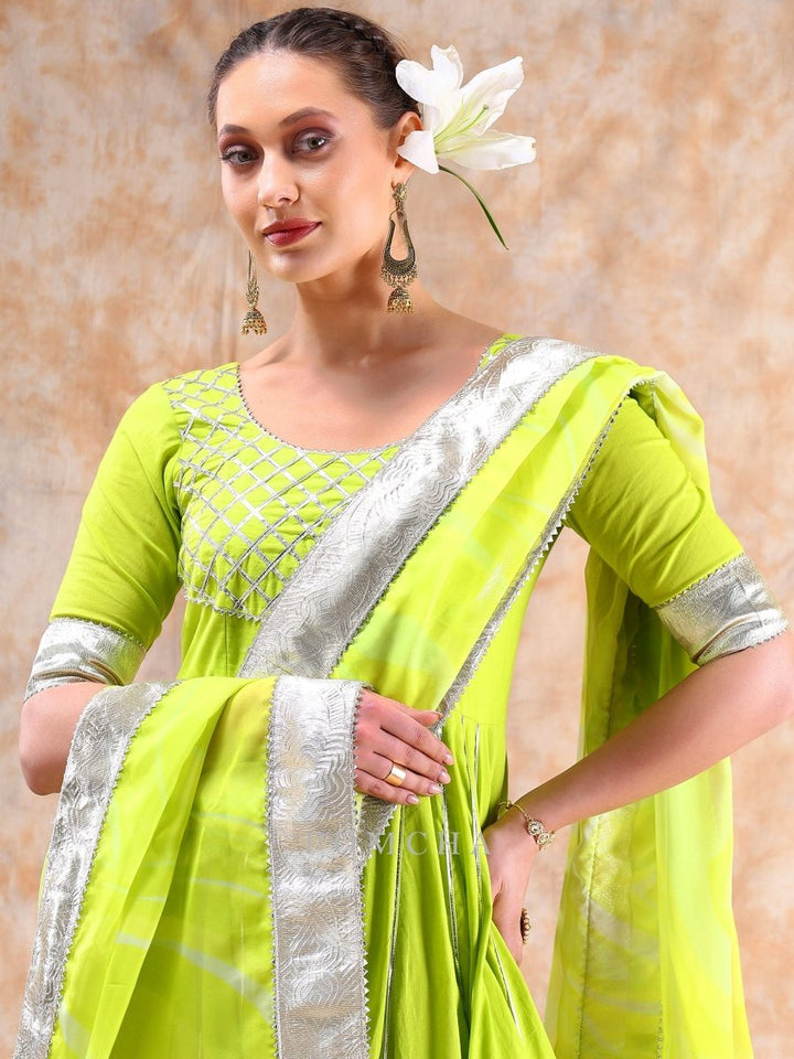 DIL KASH BRIGHT GREEN ANARKALI - Pomcha Jaipur