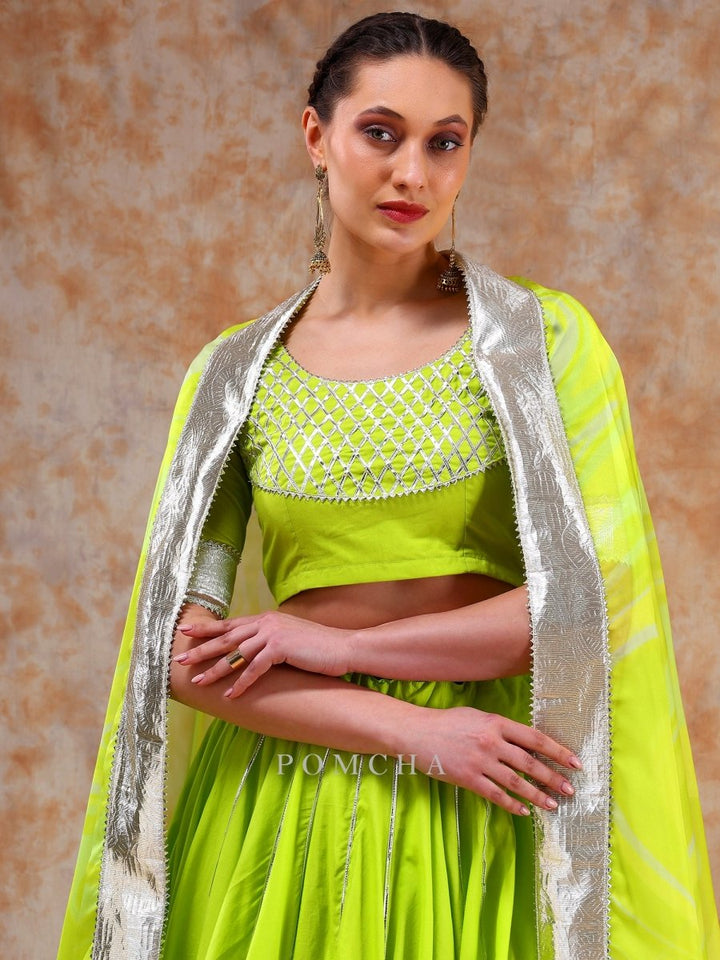 DIL KASH BRIGHT GREEN LEHENGA SET - Pomcha Jaipur
