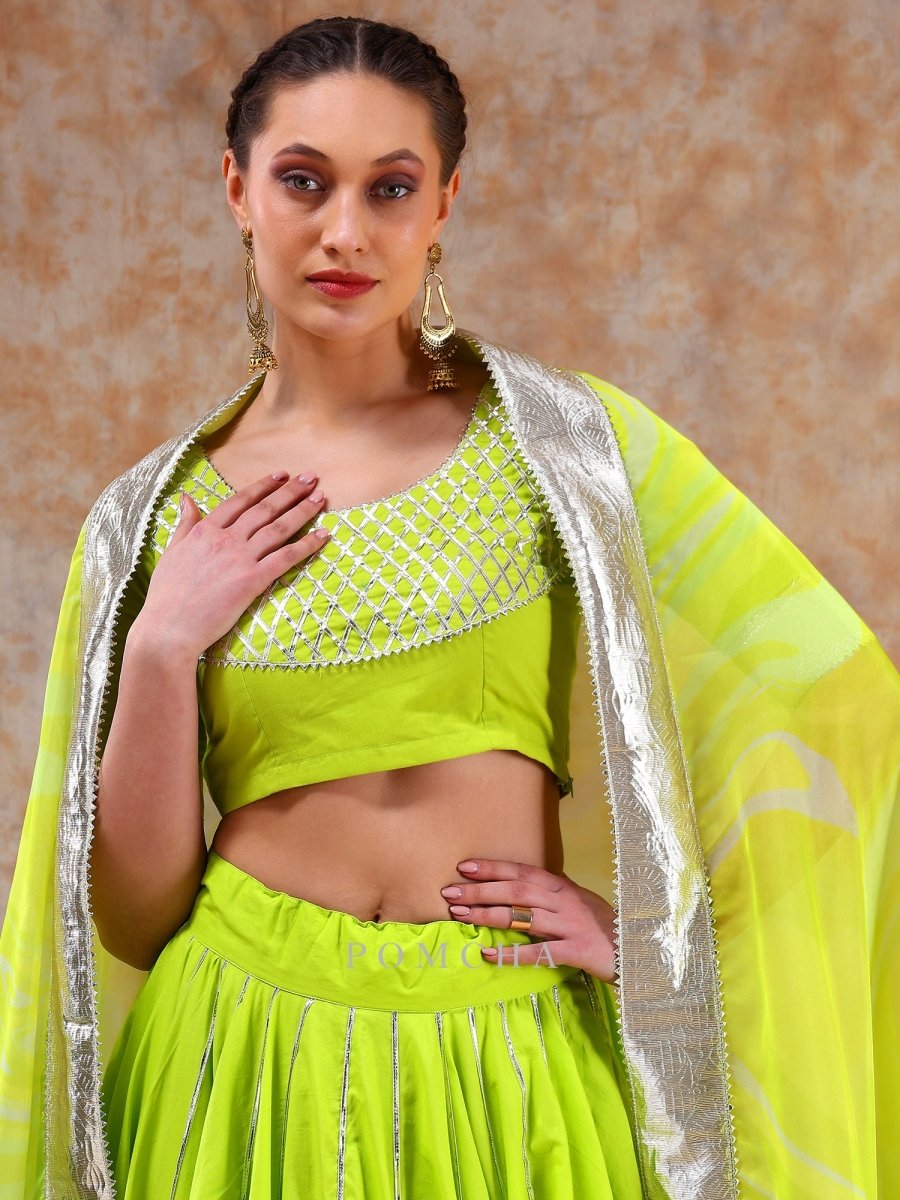 DIL KASH BRIGHT GREEN LEHENGA SET - Pomcha Jaipur