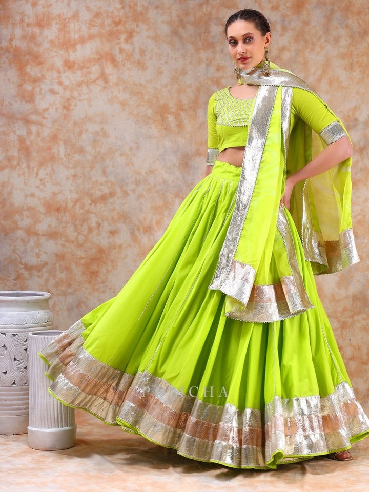 DIL KASH BRIGHT GREEN LEHENGA SET - Pomcha Jaipur