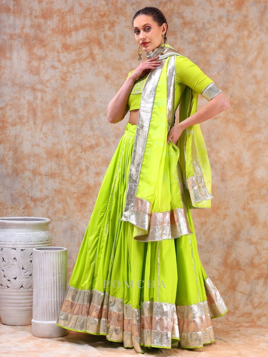 DIL KASH BRIGHT GREEN LEHENGA SET - Pomcha Jaipur