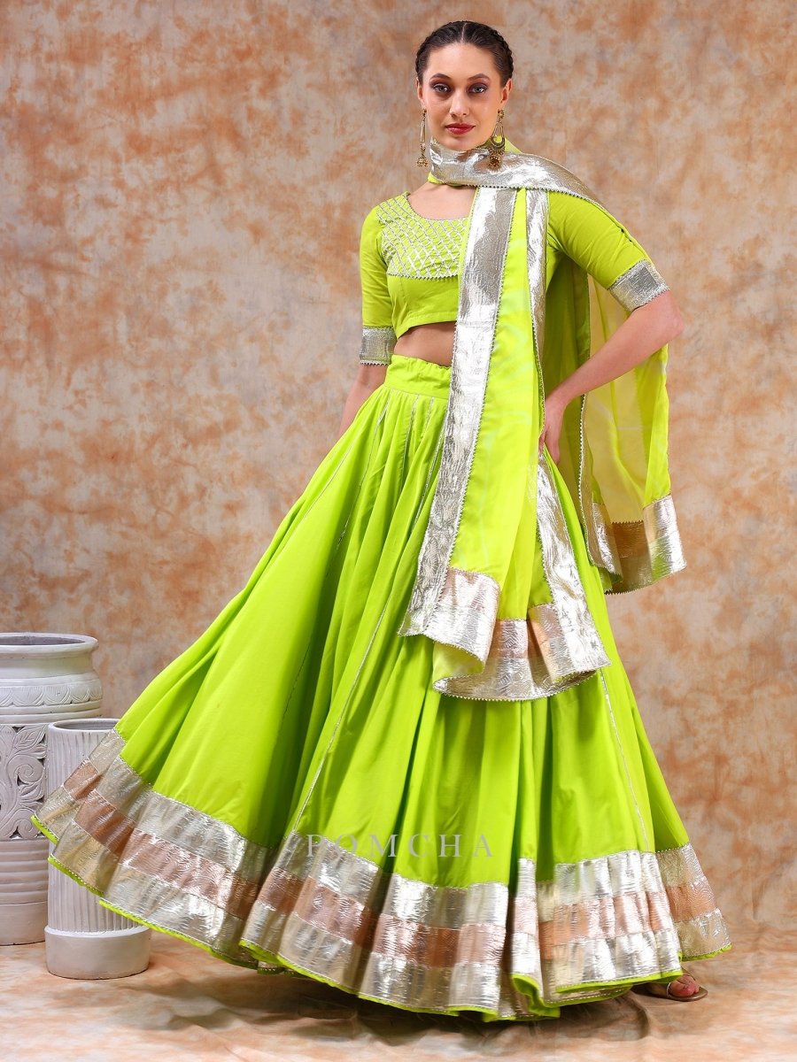 DIL KASH BRIGHT GREEN LEHENGA SET - Pomcha Jaipur