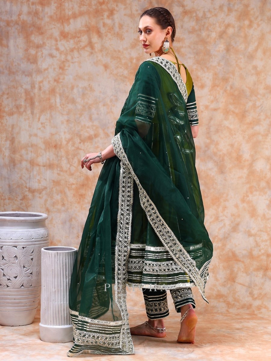 DIL KASH GREEN DOUBLE SHADE ANARKALI SET - Pomcha Jaipur