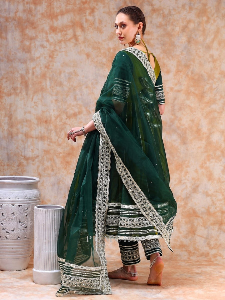 DIL KASH GREEN DOUBLE SHADE ANARKALI SET - Pomcha Jaipur